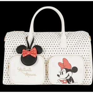 Primark Disney Minnie Mouse Weekender Travel Bag Polka Dot NWT White Black Zip